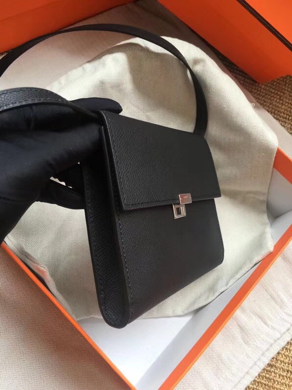 Hermes Clutch Epsom calfskin cross-body bag H0589 black