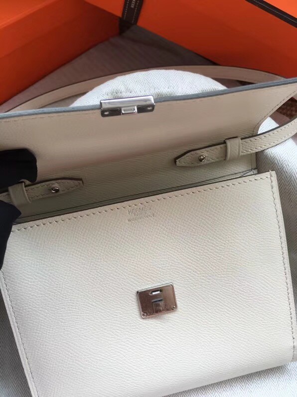 Hermes Clutch Epsom calfskin cross-body bag H0589 white