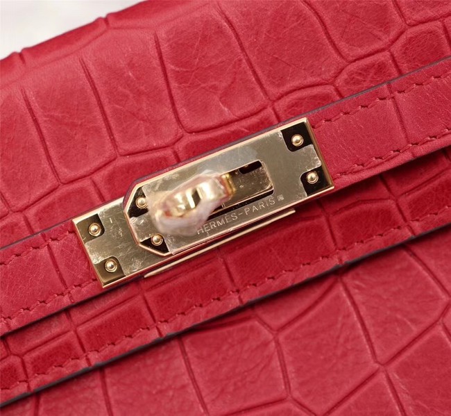 Hermes Kelly 19cm Tote Bag crocodile Leather KL19 red