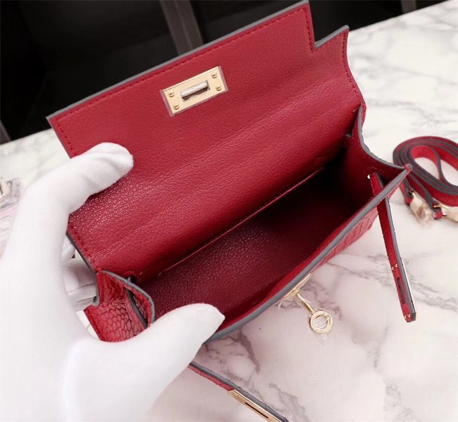 Hermes Kelly 19cm Tote Bag crocodile Leather KL19 red