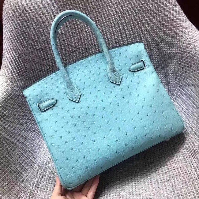 Hermes Real ostrich leather birkin bag BK35 sky blue