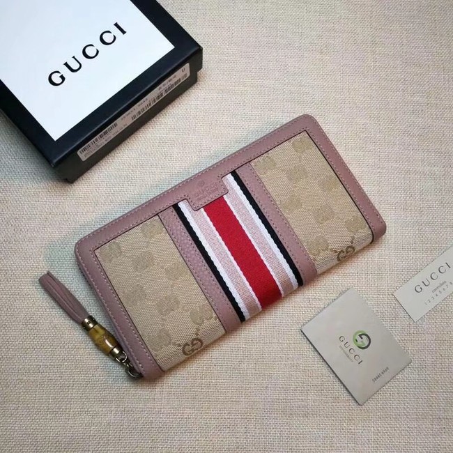 Gucci GG canvas zipper wallet 353651 light pink