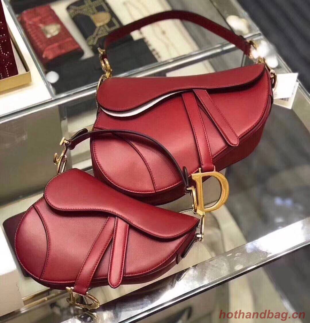 Dior SADDLE BAG IN RED CALFSKIN M0446 red