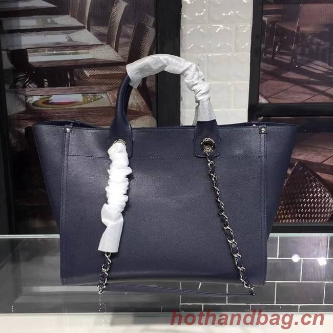 Chanel original Calfskin Leather Tote Bag 78900 Navy Blue