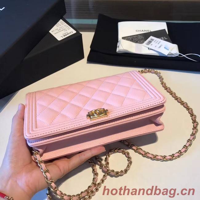 BOY CHANEL Original Wallet on Chain A80287 Pink