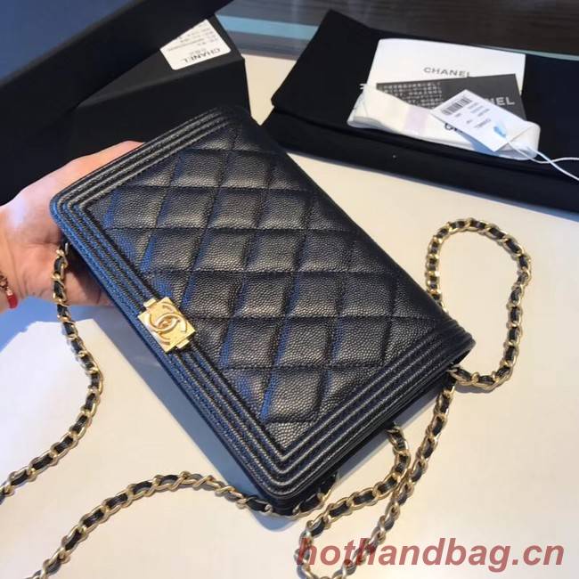 BOY CHANEL Original Wallet on Chain A80287 black