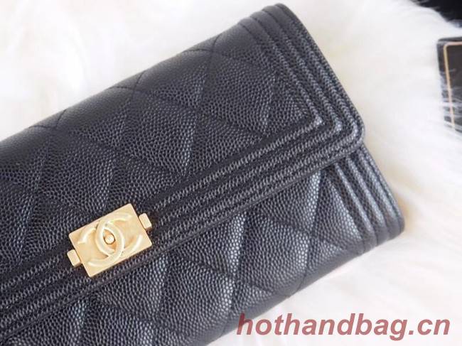 BOY CHANEL Flap Wallet A80286 black gold-Tone Metal