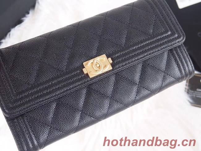 BOY CHANEL Flap Wallet A80286 black gold-Tone Metal