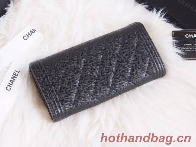 BOY CHANEL Flap Wallet A80286 black silver-Tone Metal