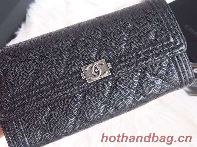 BOY CHANEL Flap Wallet A80286 black silver-Tone Metal