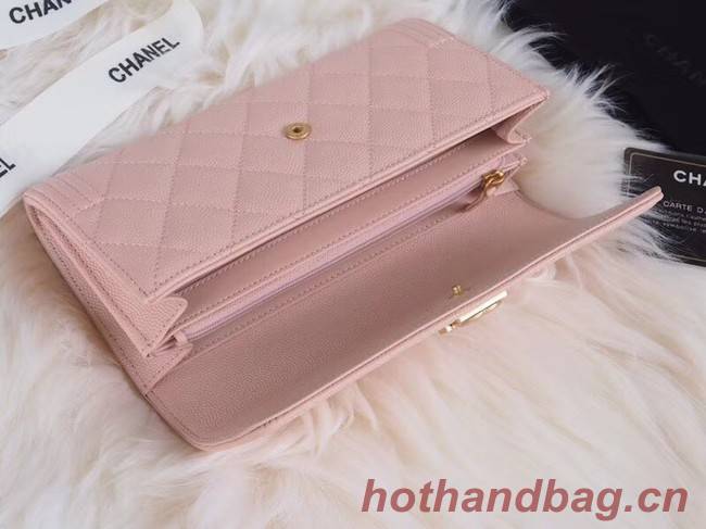 BOY CHANEL Flap Wallet A80286 pink gold-Tone Metal