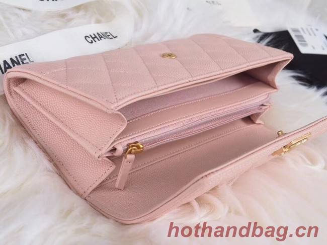 BOY CHANEL Flap Wallet A80286 pink gold-Tone Metal