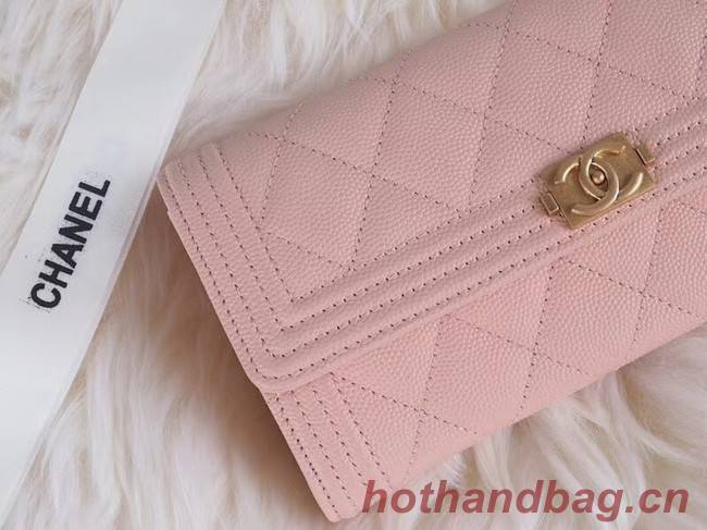 BOY CHANEL Flap Wallet A80286 pink gold-Tone Metal