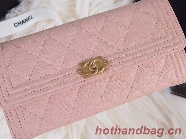 BOY CHANEL Flap Wallet A80286 pink gold-Tone Metal