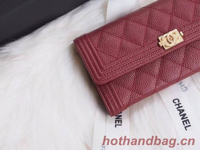 BOY CHANEL Flap Wallet A80286 red gold-Tone Metal