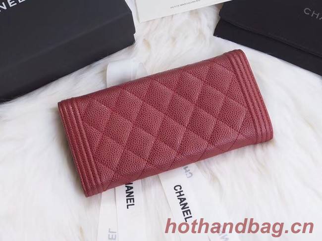 BOY CHANEL Flap Wallet A80286 red gold-Tone Metal