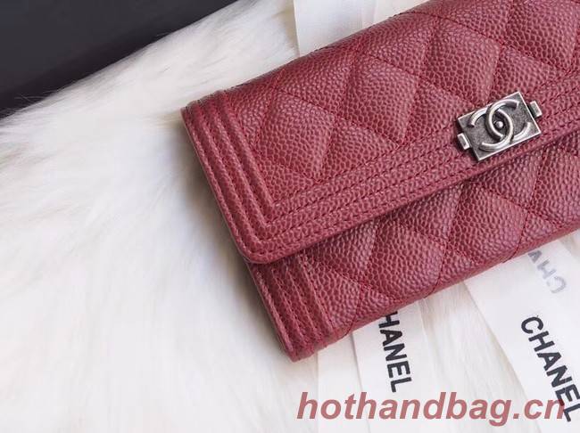 BOY CHANEL Flap Wallet A80286 red silver-Tone Metal