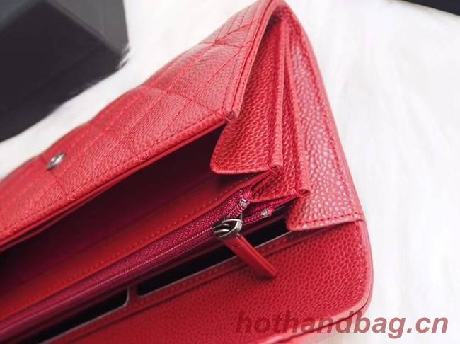 BOY CHANEL Flap Wallet A80286 red silver-Tone Metal