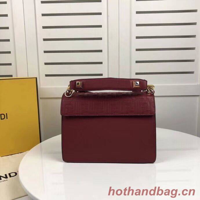 FENDI Kan I Leather Shoulder Bag F9235 red