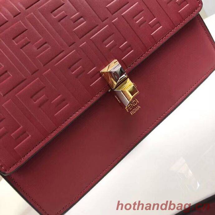 FENDI Kan I Leather Shoulder Bag F9235 red