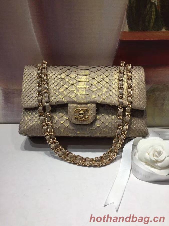 Chanel Classic Handbag Python & Gold-Tone Metal A01112 gold