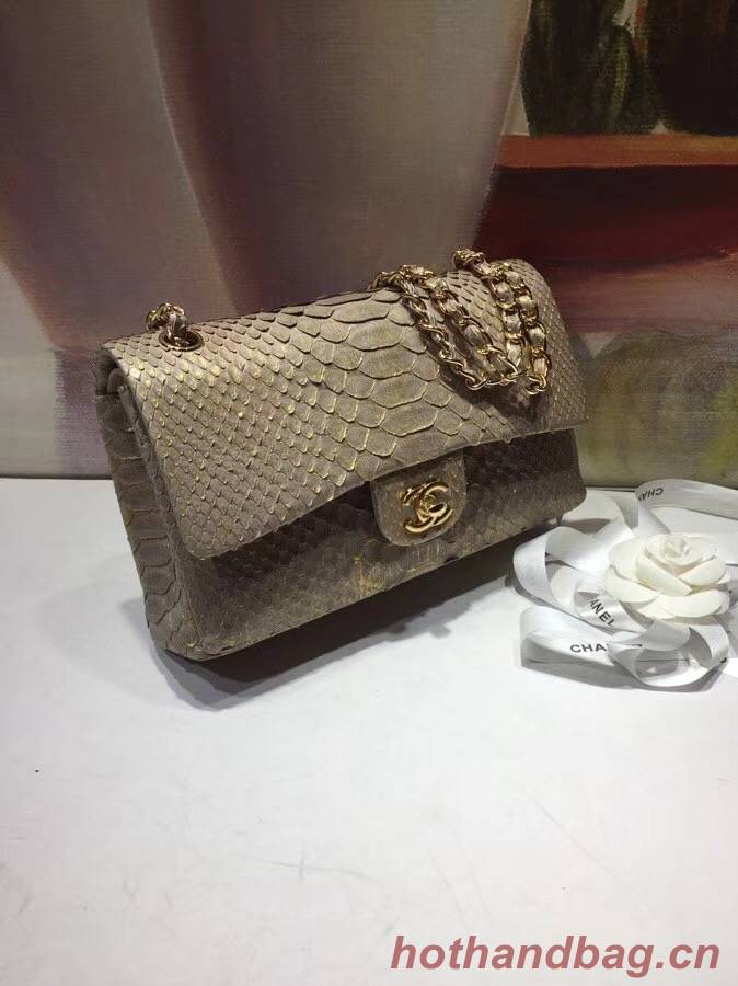 Chanel Classic Handbag Python & Gold-Tone Metal A01112 gold