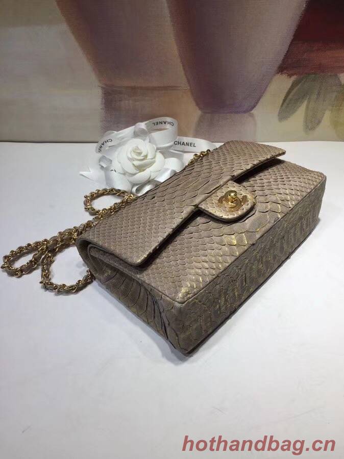 Chanel Classic Handbag Python & Gold-Tone Metal A01112 gold