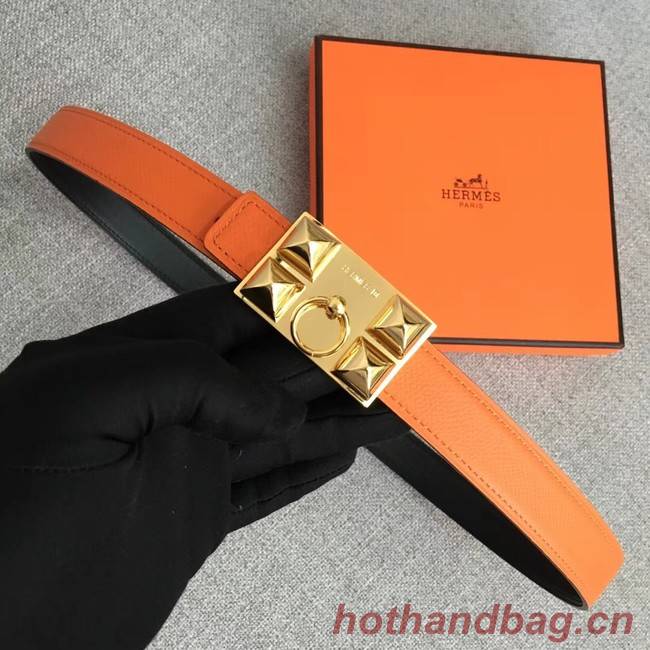 Hermes Collier de Chien belt buckle & Reversible leather strap 24 mm H0521 orange