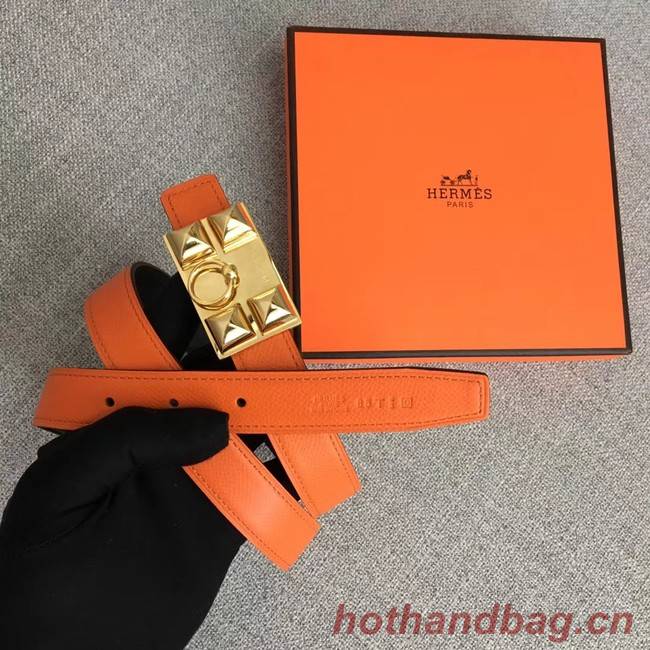 Hermes Collier de Chien belt buckle & Reversible leather strap 24 mm H0521 orange