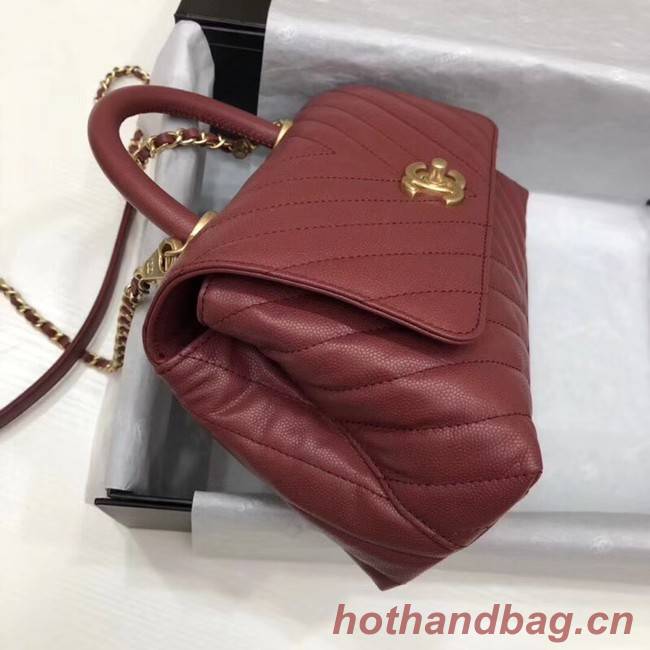 Chanel Small Flap Bag with Top Handle A92990 Wine