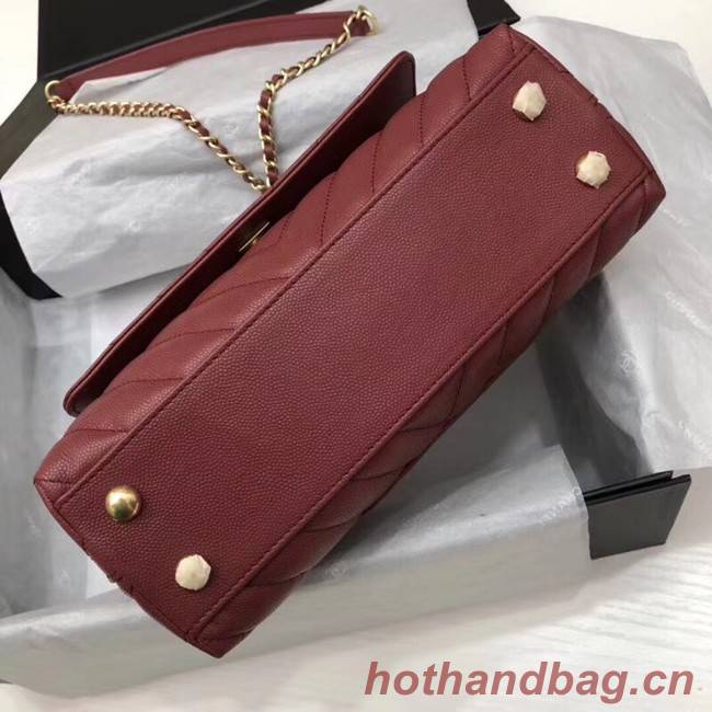 Chanel Small Flap Bag with Top Handle A92990 Wine