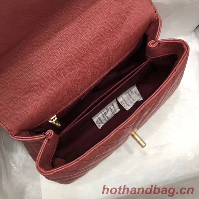 Chanel Small Flap Bag with Top Handle A92990 Wine