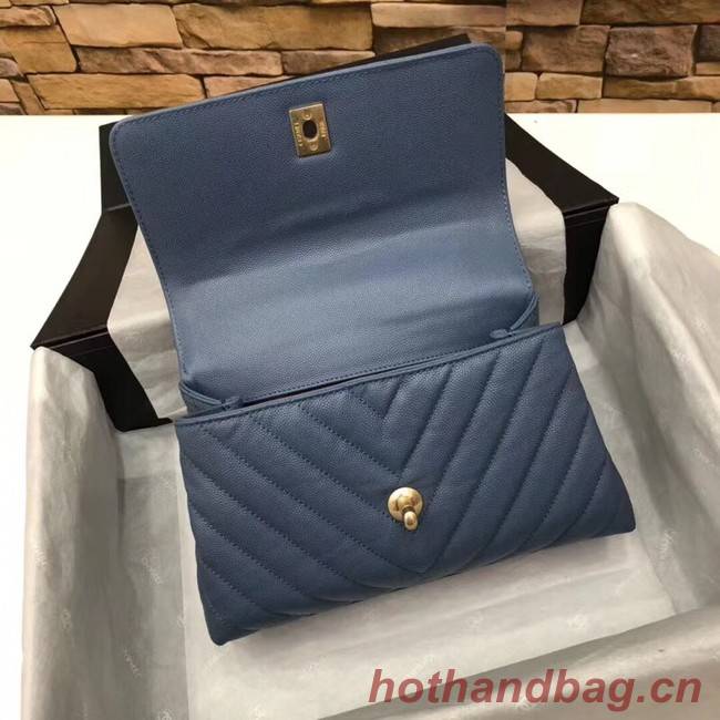 Chanel Small Flap Bag with Top Handle A92990 dark blue