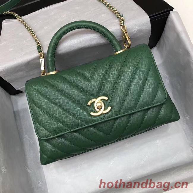 Chanel Small Flap Bag with Top Handle A92990 green