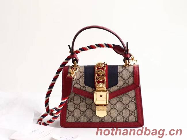 Gucci Sylvie GG Supreme canvas mini bag 470270 red