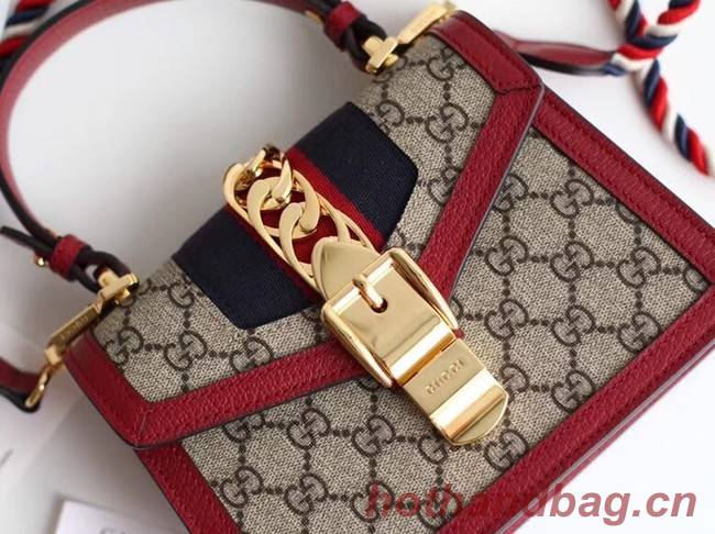 Gucci Sylvie GG Supreme canvas mini bag 470270 red