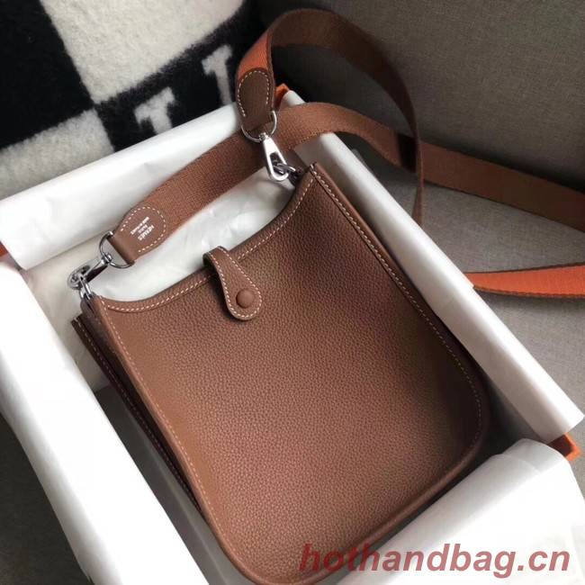 Hermes Evelyne original togo leather mini Shoulder Bag H15698 Camel