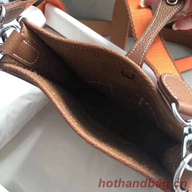 Hermes Evelyne original togo leather mini Shoulder Bag H15698 Camel