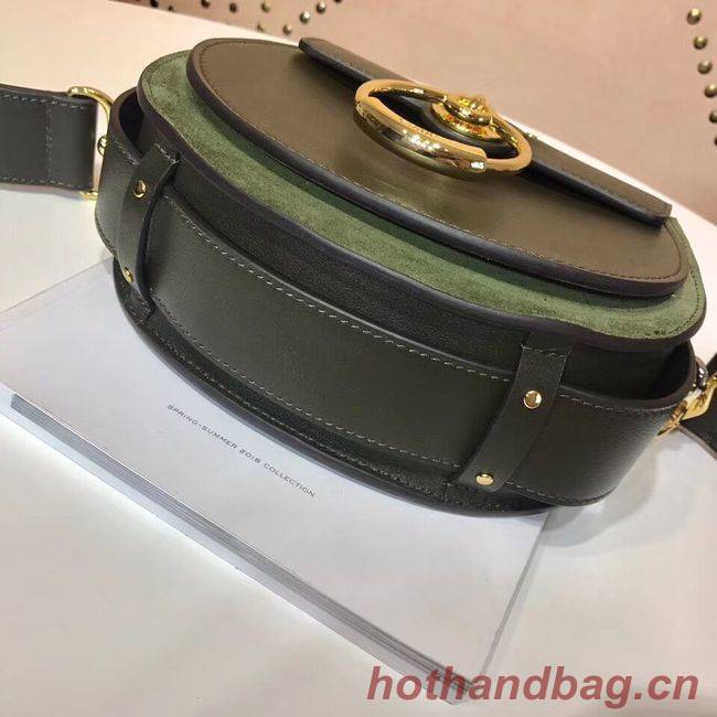 CHLOE Tess Small leather shoulder bag 3E153 Blackish green