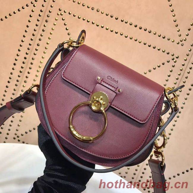 CHLOE Tess Small leather shoulder bag 3E153 Plum purple