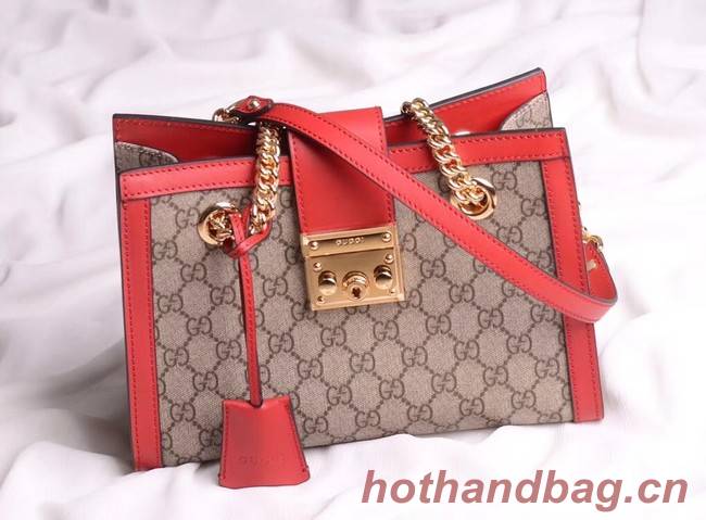 Gucci original Padlock shoulder bag 498156 red