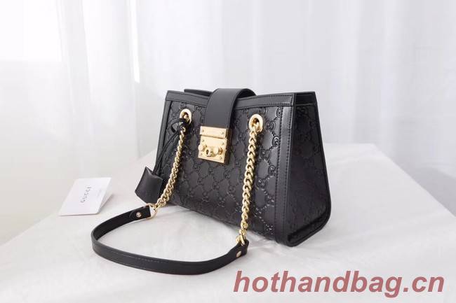 Gucci original leather Padlock shoulder bag 498156 black