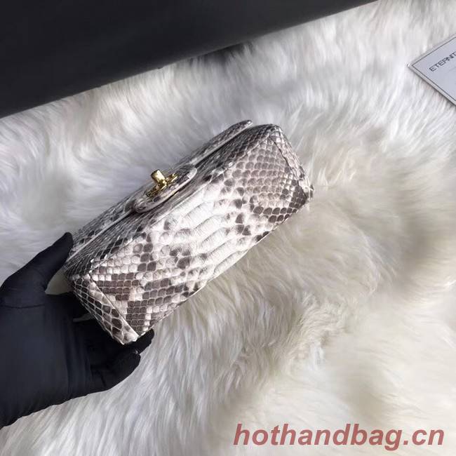 Chanel Mini Flap Bag Python & Gold-Tone Metal A69900 grey