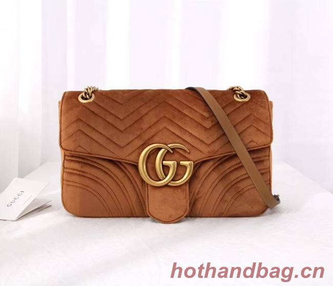 Gucci GG Marmont velvet medium shoulder bag 443496 Taupe