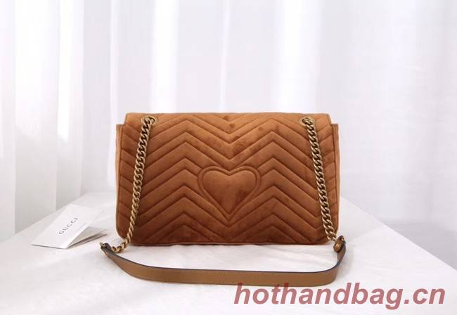 Gucci GG Marmont velvet medium shoulder bag 443496 Taupe