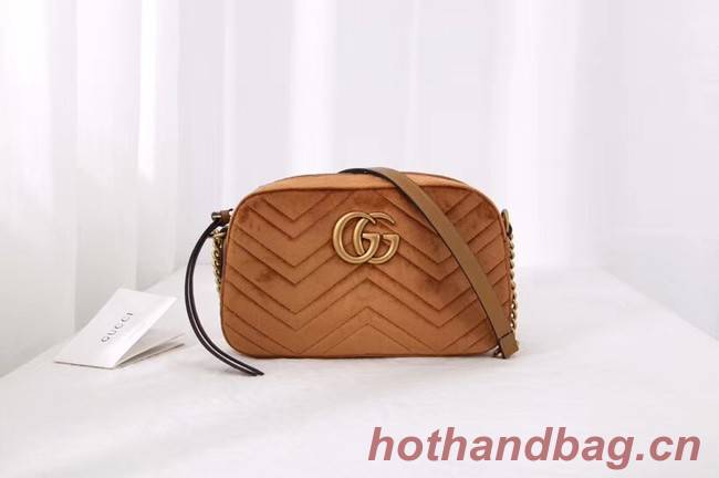 Gucci GG Marmont velvet small shoulder bag 447632 Taupe