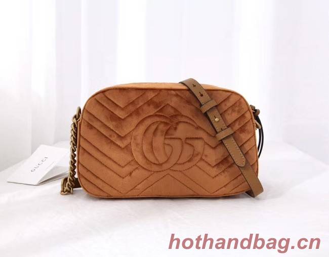 Gucci GG Marmont velvet small shoulder bag 447632 Taupe