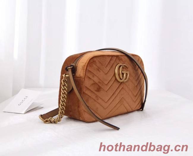 Gucci GG Marmont velvet small shoulder bag 447632 Taupe