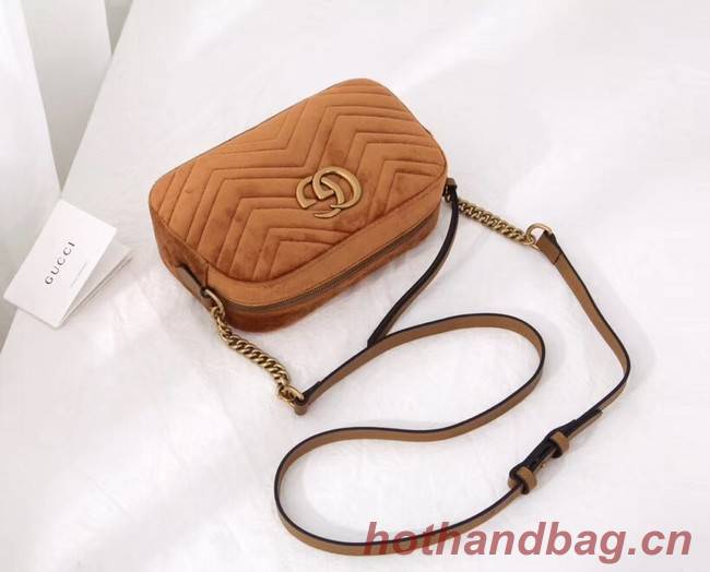 Gucci GG Marmont velvet small shoulder bag 447632 Taupe