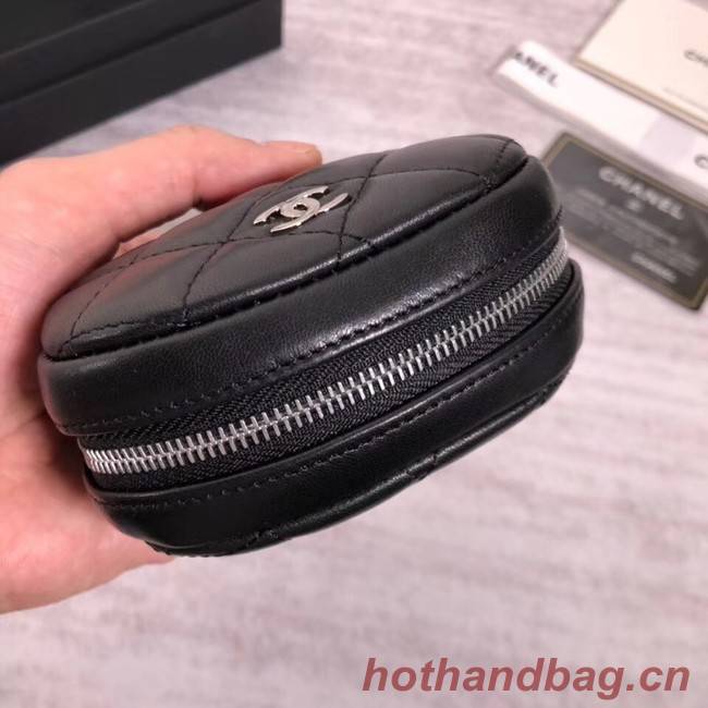 Chanel Coin Purse Lambskin & Silver-Tone Metal A68995 black